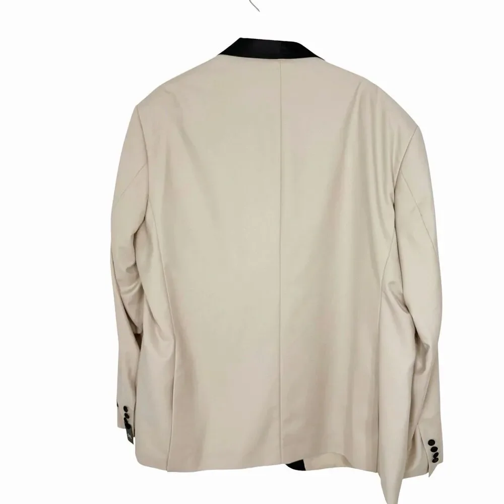 Gino Vitale Mens Tuxedo Jacket Size 54 Long Ivory Black Trim Blazer NWT